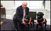 Dan with DVD sniffer dogs Lucky and Flo.