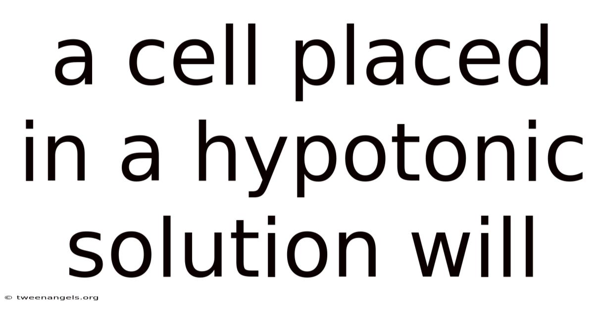 A Cell Placed In A Hypotonic Solution Will