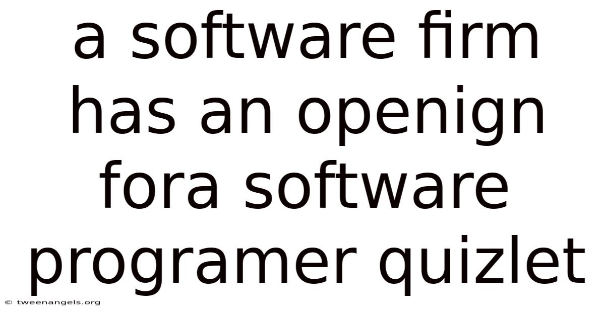 A Software Firm Has An Openign Fora Software Programer Quizlet