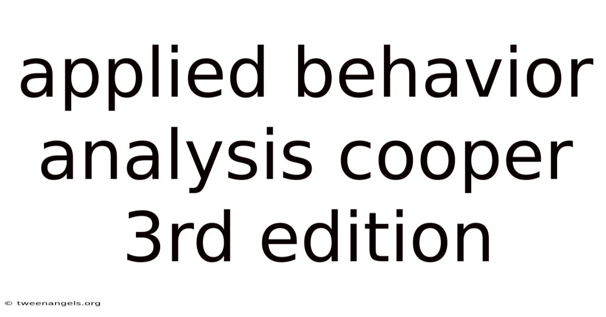 Applied Behavior Analysis Cooper 3rd Edition
