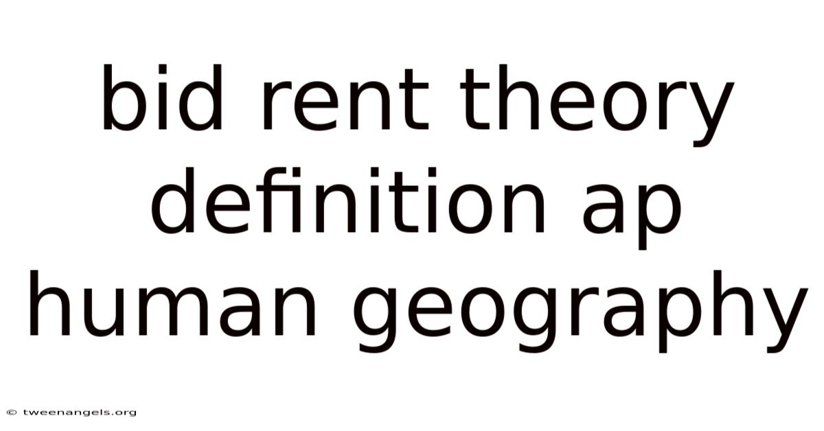 Bid Rent Theory Definition Ap Human Geography