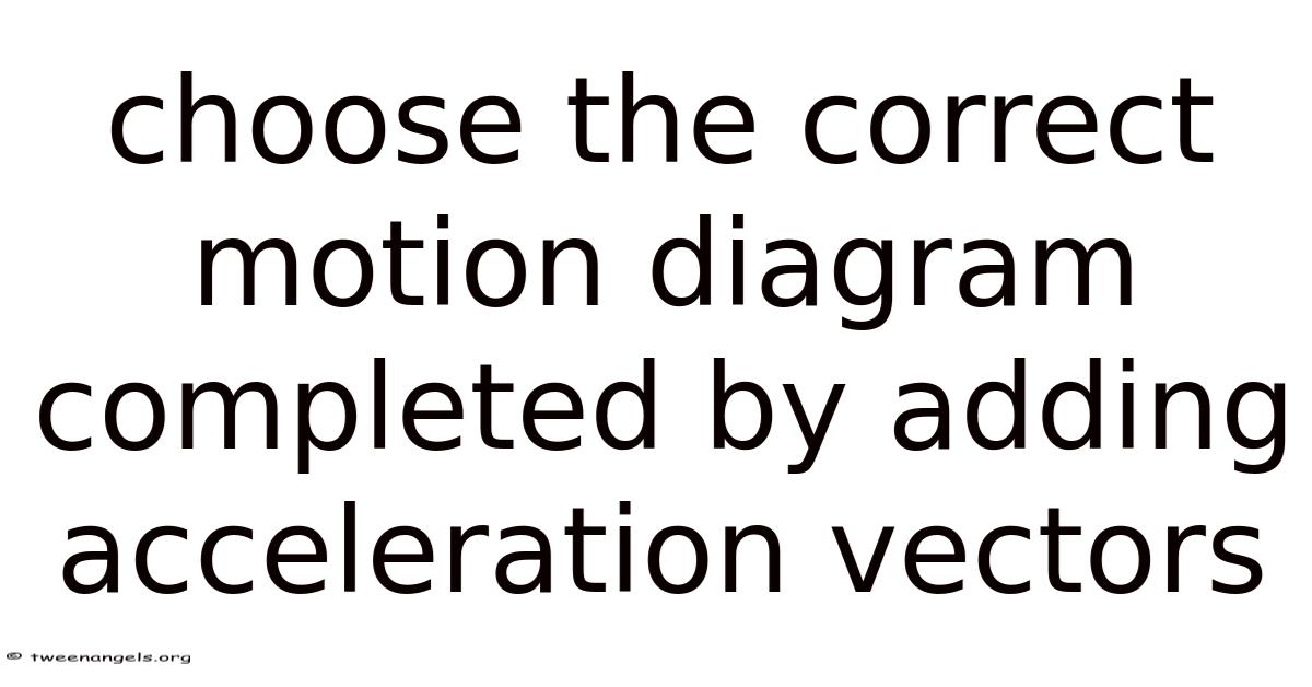 Choose The Correct Motion Diagram Completed By Adding Acceleration Vectors.