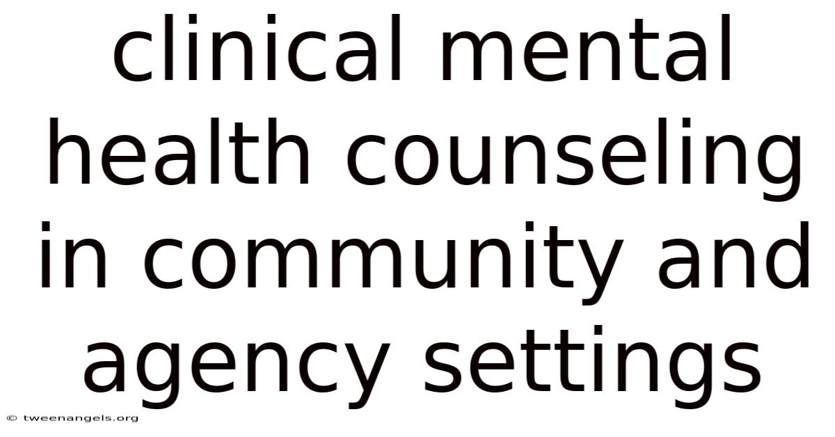 Clinical Mental Health Counseling In Community And Agency Settings