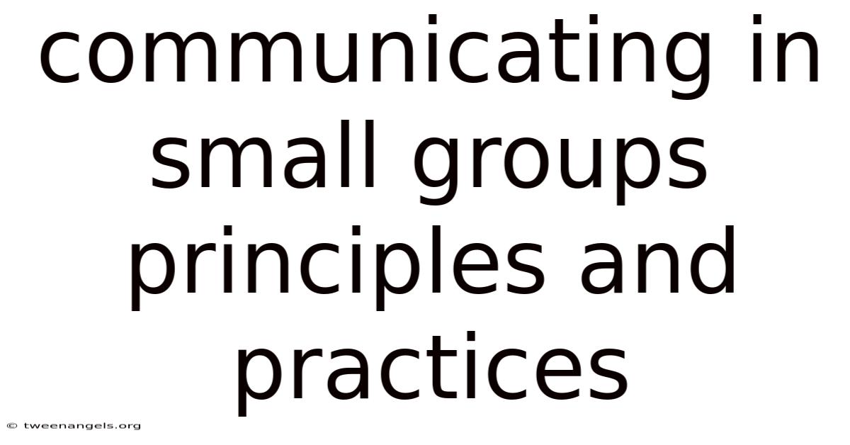 Communicating In Small Groups Principles And Practices