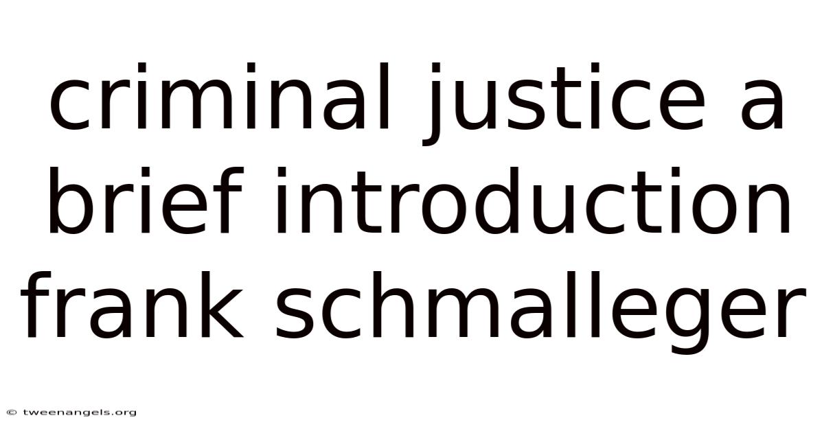 Criminal Justice A Brief Introduction Frank Schmalleger