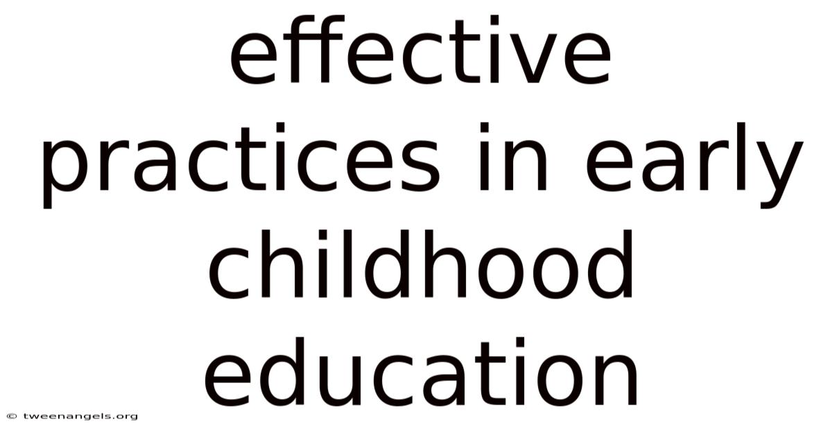 Effective Practices In Early Childhood Education