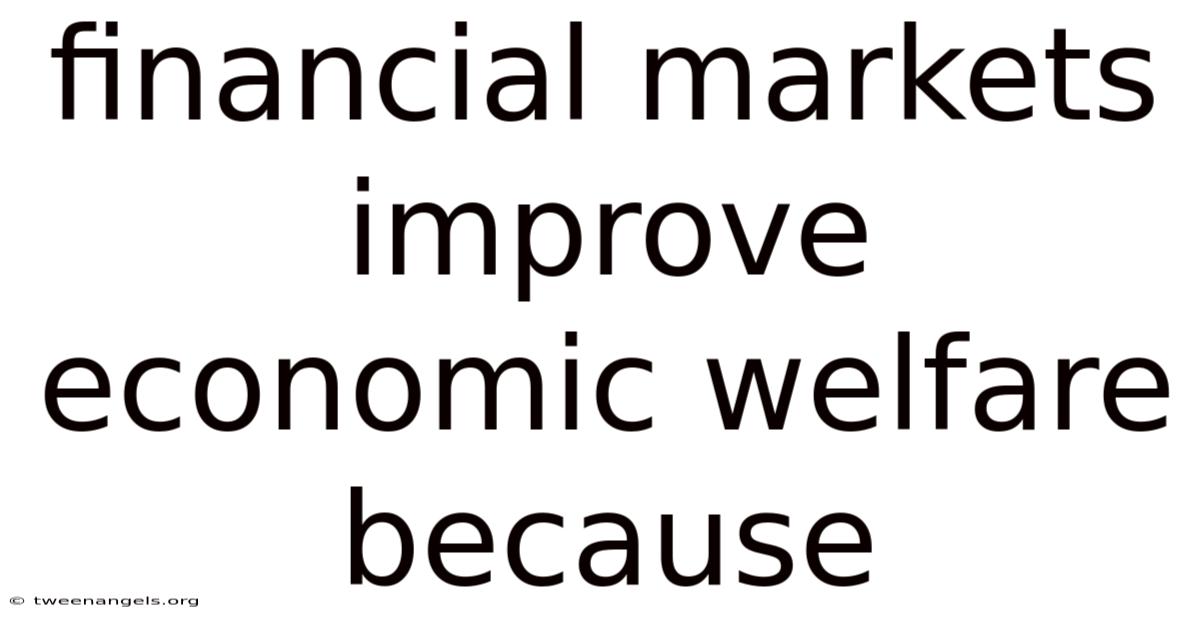 Financial Markets Improve Economic Welfare Because