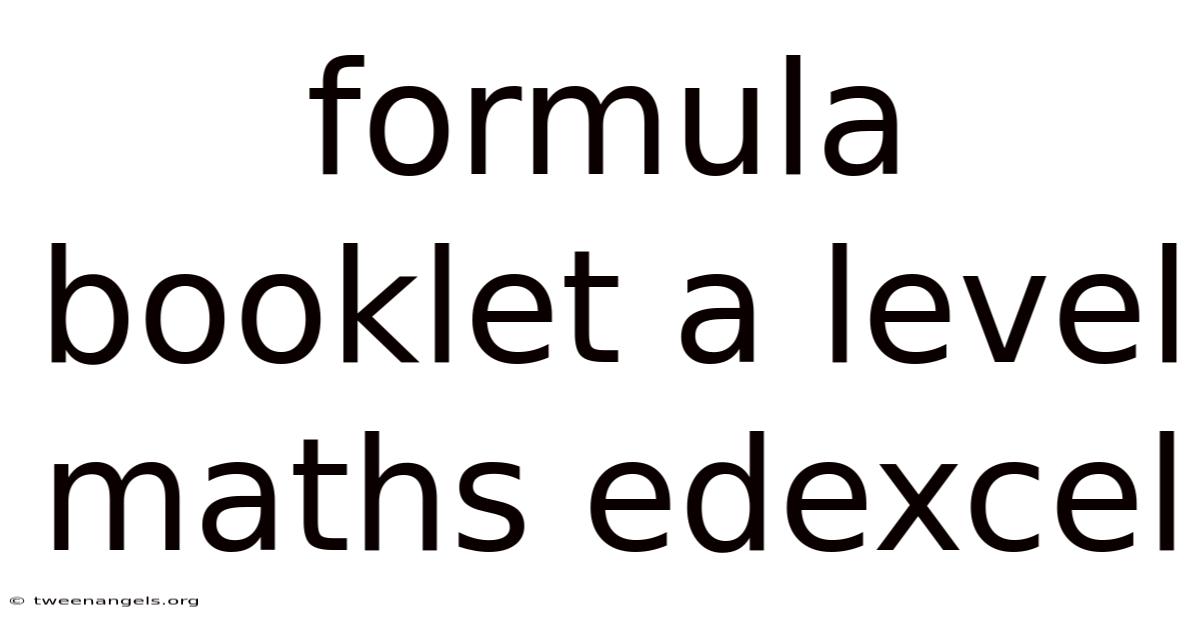Formula Booklet A Level Maths Edexcel