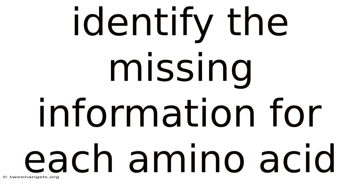Identify The Missing Information For Each Amino Acid