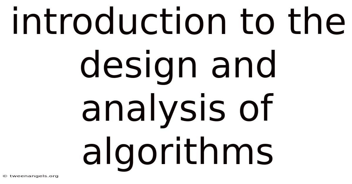 Introduction To The Design And Analysis Of Algorithms