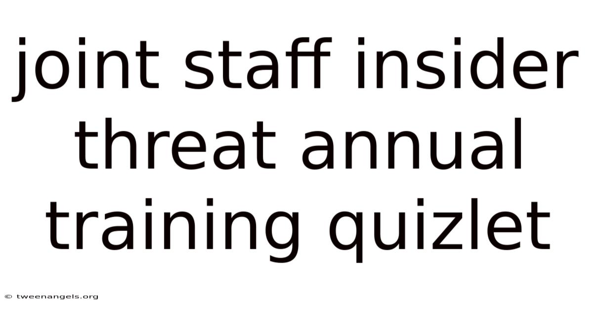 Joint Staff Insider Threat Annual Training Quizlet