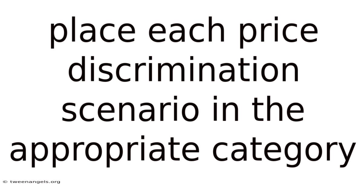 Place Each Price Discrimination Scenario In The Appropriate Category