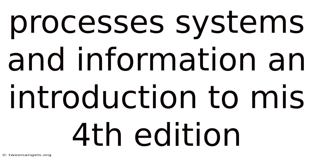 Processes Systems And Information An Introduction To Mis 4th Edition