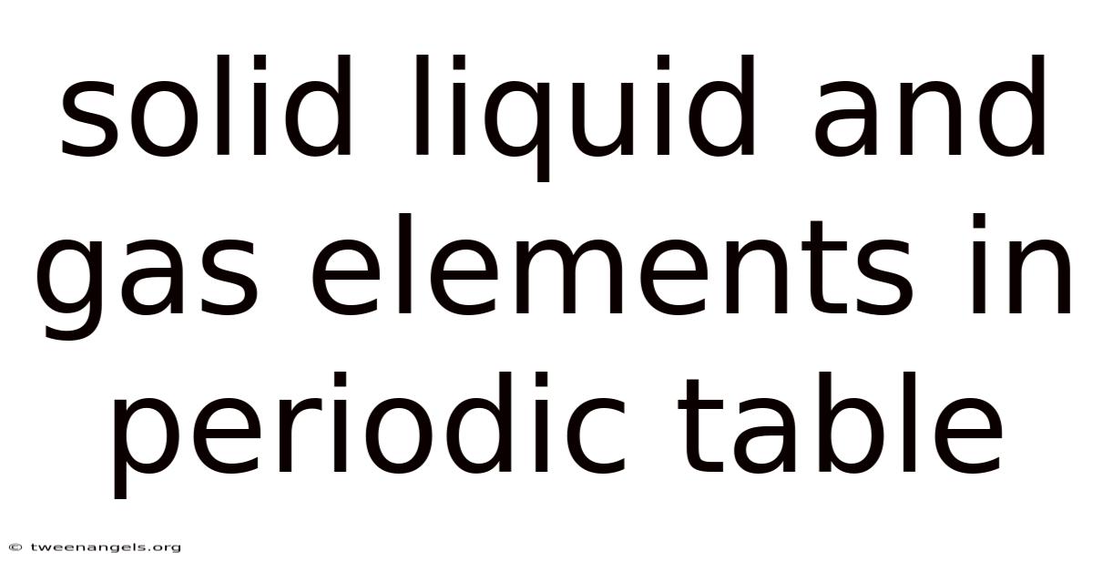 Solid Liquid And Gas Elements In Periodic Table