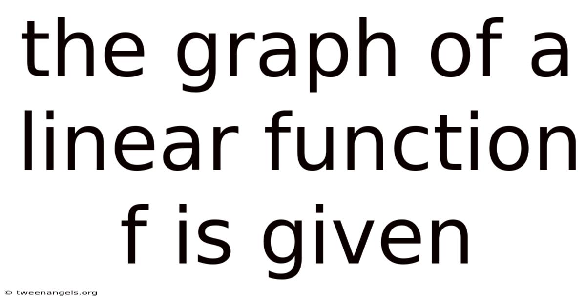 The Graph Of A Linear Function F Is Given