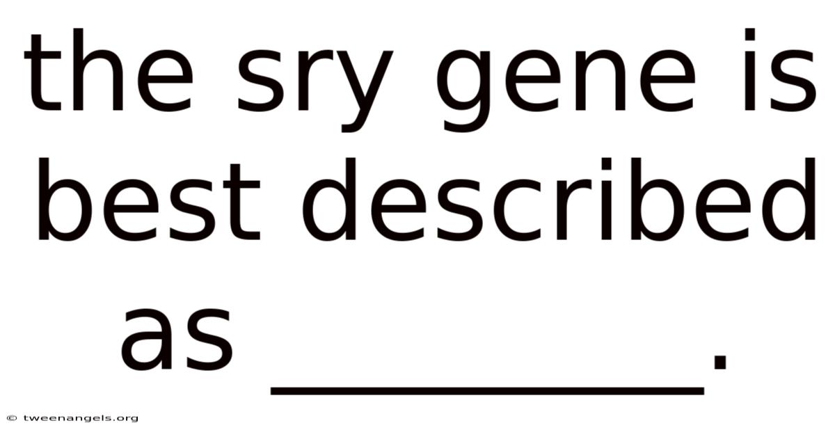 The Sry Gene Is Best Described As ________.