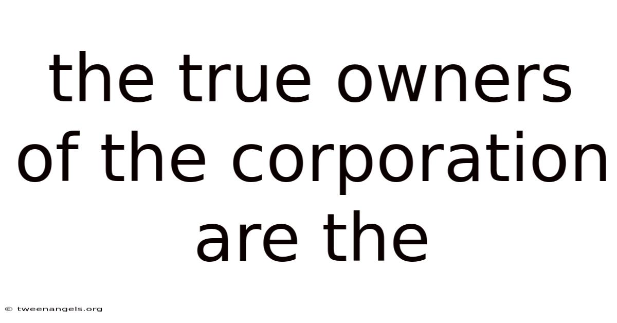 The True Owners Of The Corporation Are The