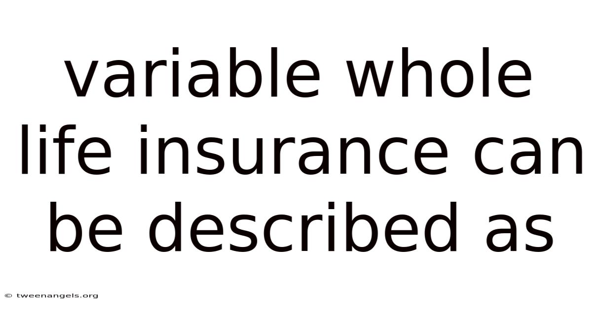 Variable Whole Life Insurance Can Be Described As