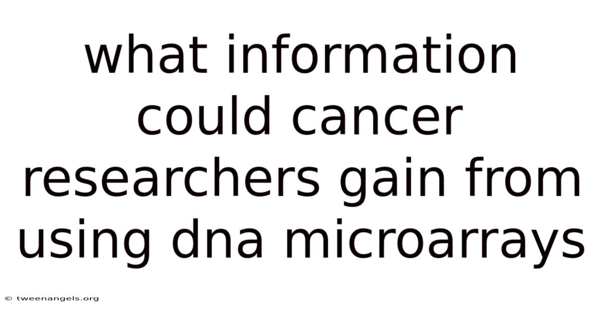 What Information Could Cancer Researchers Gain From Using Dna Microarrays