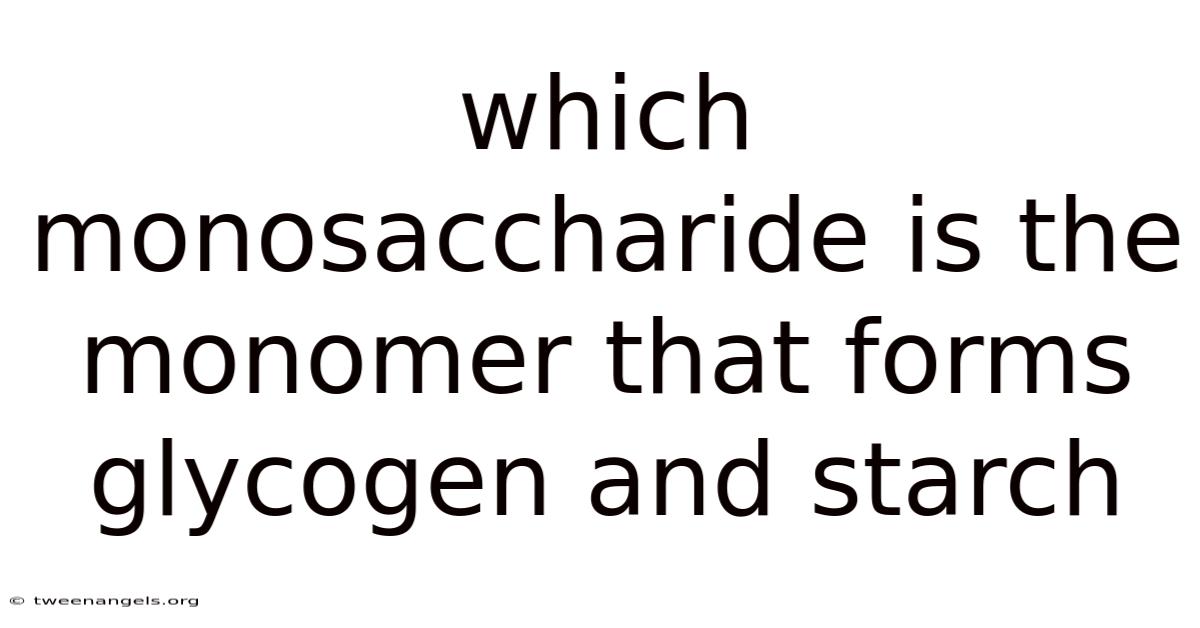Which Monosaccharide Is The Monomer That Forms Glycogen And Starch