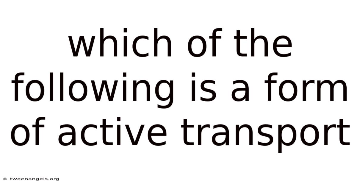 Which Of The Following Is A Form Of Active Transport
