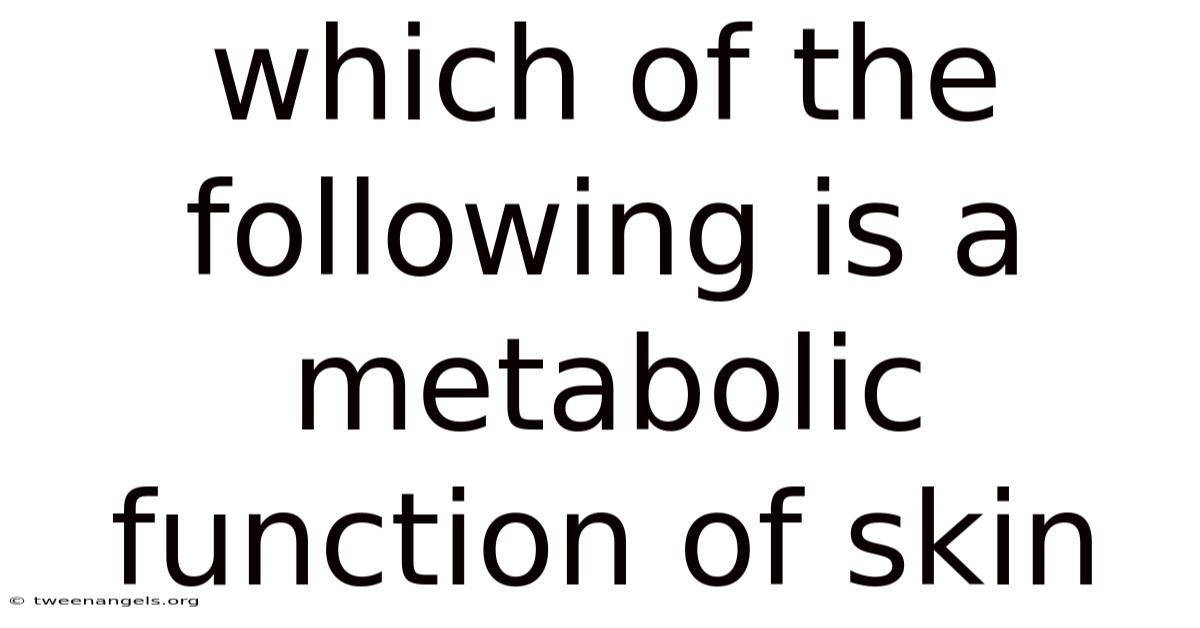 Which Of The Following Is A Metabolic Function Of Skin