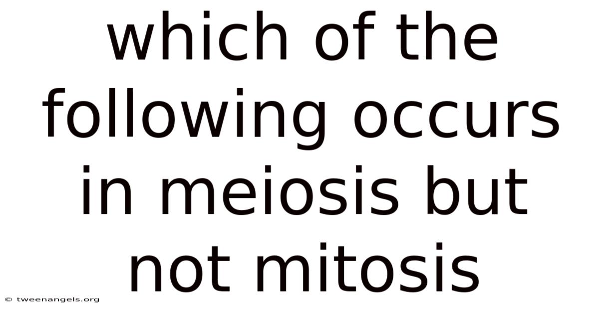 Which Of The Following Occurs In Meiosis But Not Mitosis