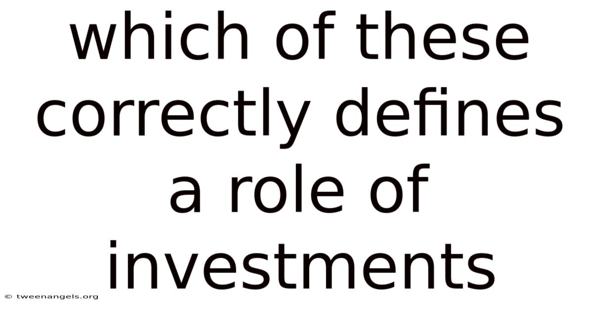 Which Of These Correctly Defines A Role Of Investments