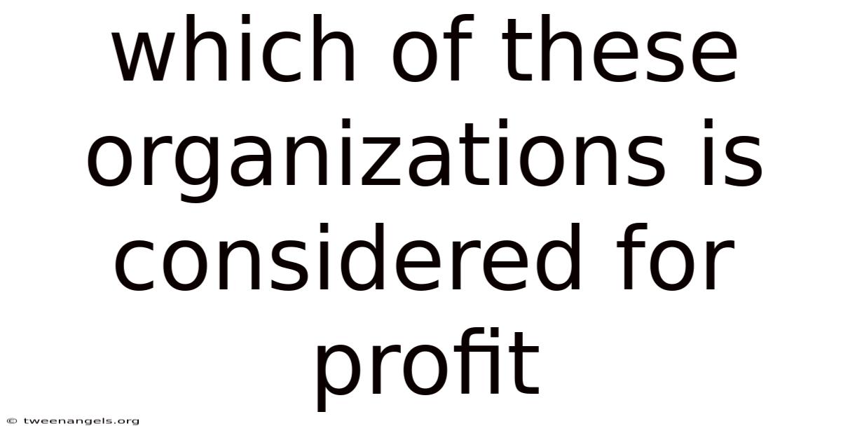 Which Of These Organizations Is Considered For Profit