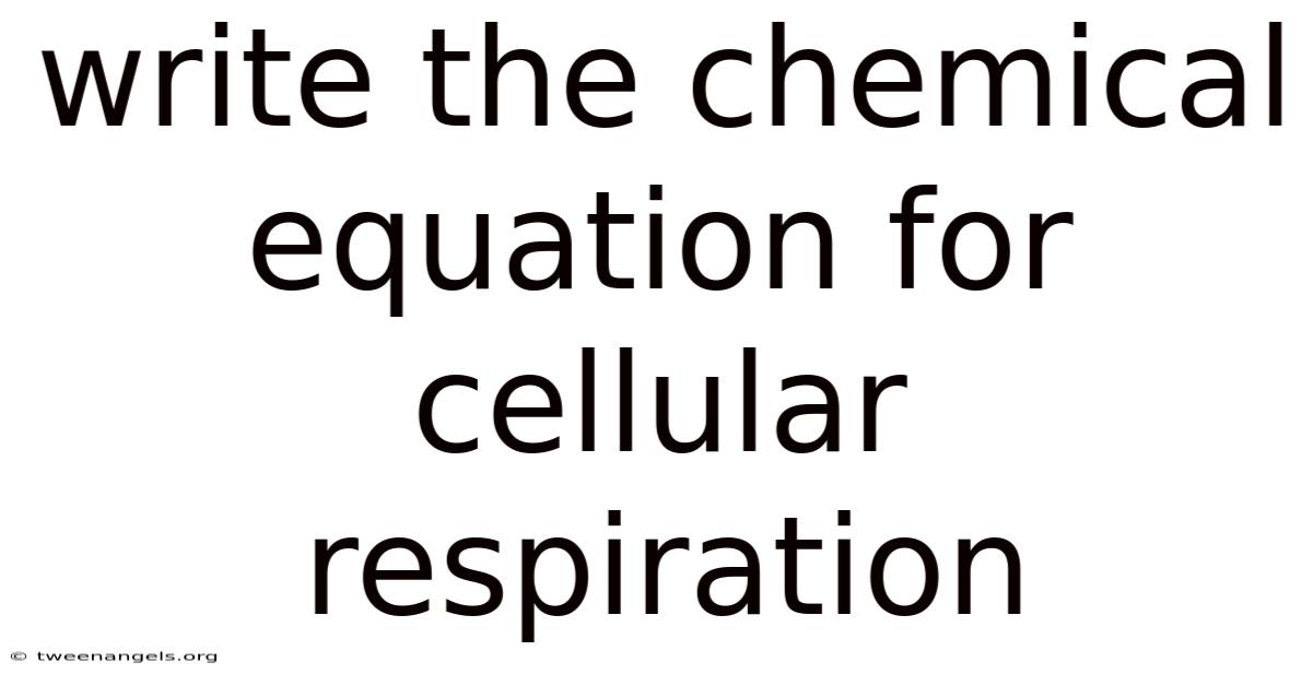 Write The Chemical Equation For Cellular Respiration